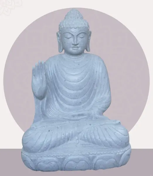 Product image 1 of the product “Seated Buddha made of Riverstone in Abhaya Position - gesture of fearlessness, H. 83cm. ”